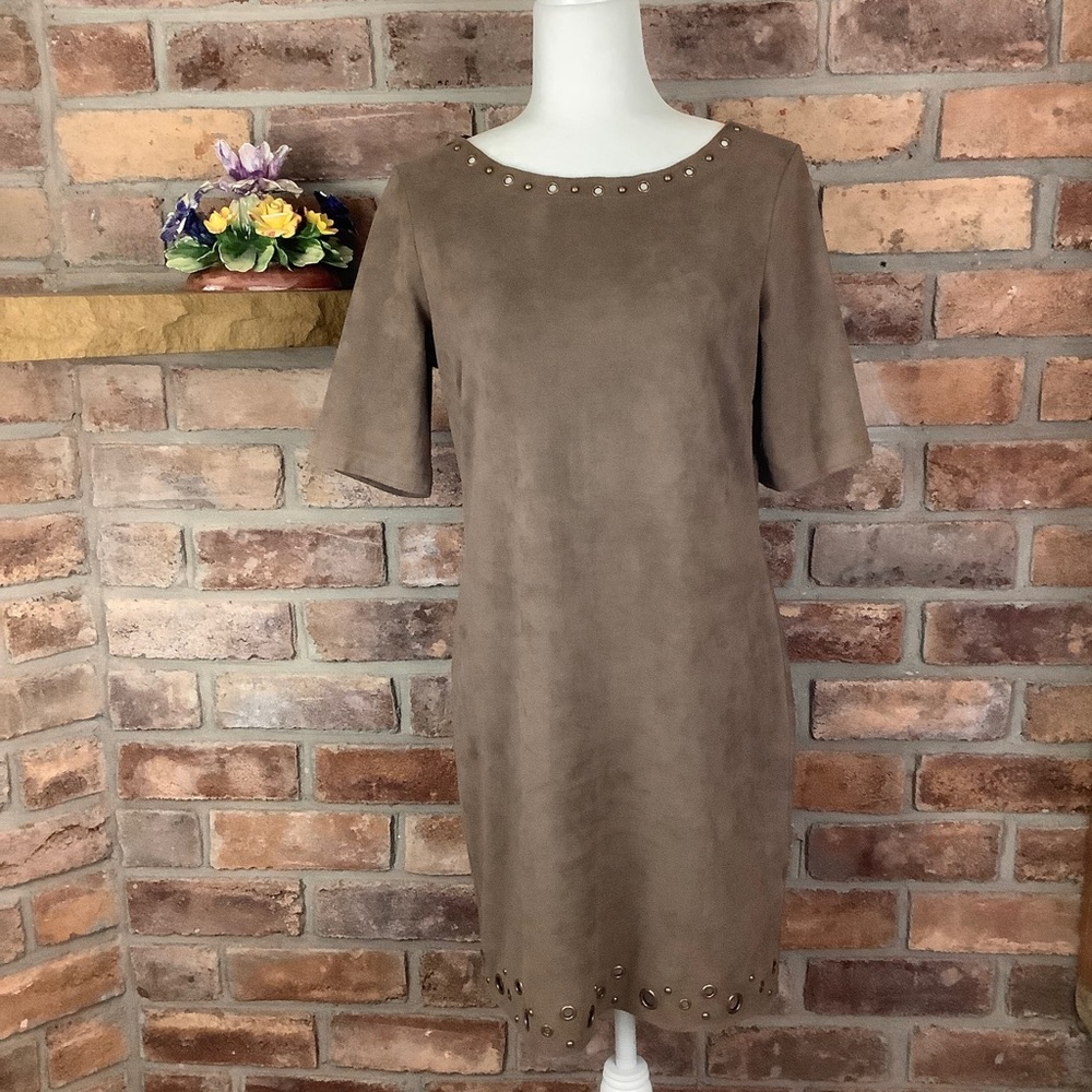 LEVEL 99 Faux Suede “O-Ring” Accented  Sheath Dress